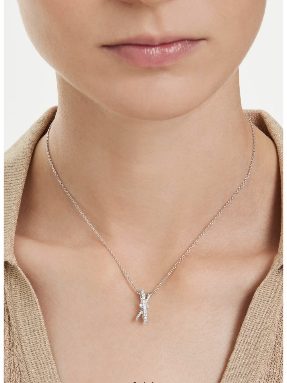 Swarovski Silver Crystal Hyperbola Ring Pendant Necklace - Picture 3 of 5